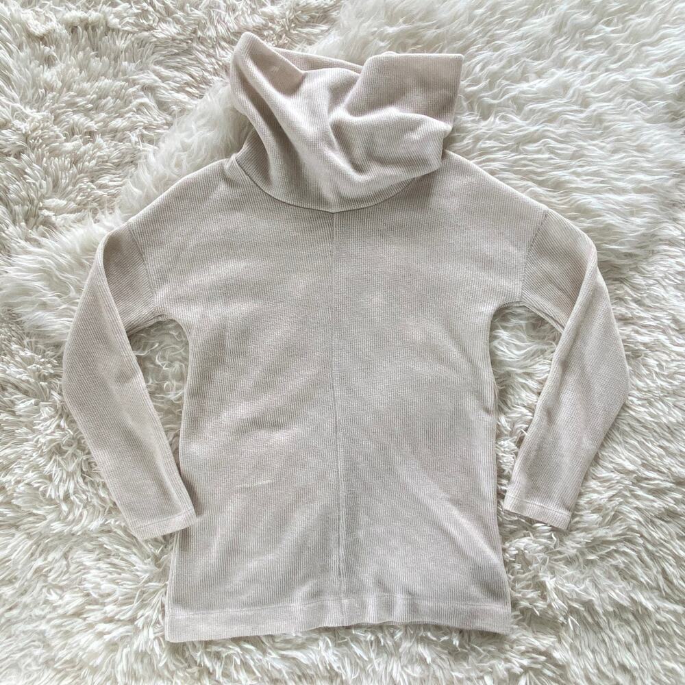 A New Day Soft Knit Mock Neck Sweater in Cream, size S